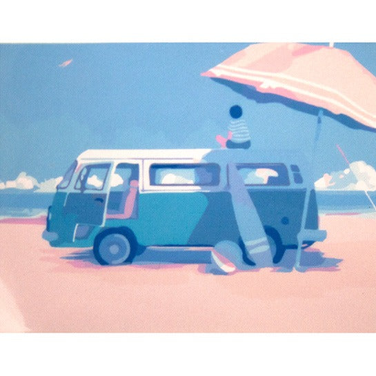 Bus op strand - schilderen op nummers