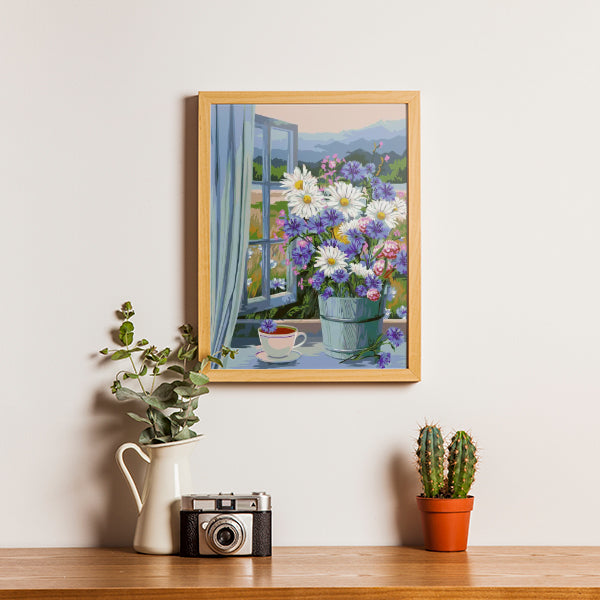 Bloemen in de vensterbank - Schilderen op nummers