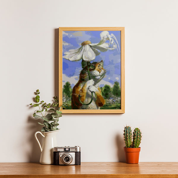 Poes met madelief - schilderen op nummers