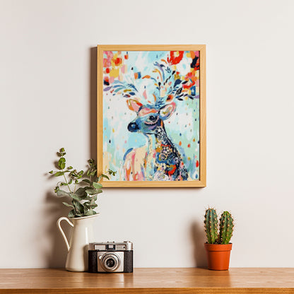 Hert met bloemen - Diamond painting