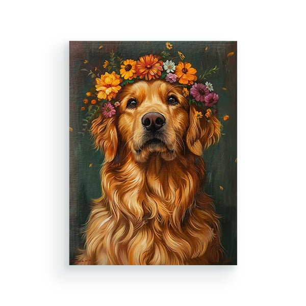 Golden Retriever met bloemen - Schilderen op nummers