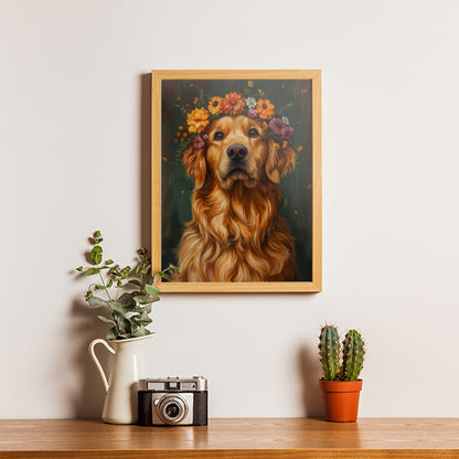 Golden Retriever met bloemen - Schilderen op nummers