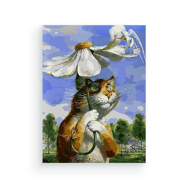 Poes met madelief - schilderen op nummers